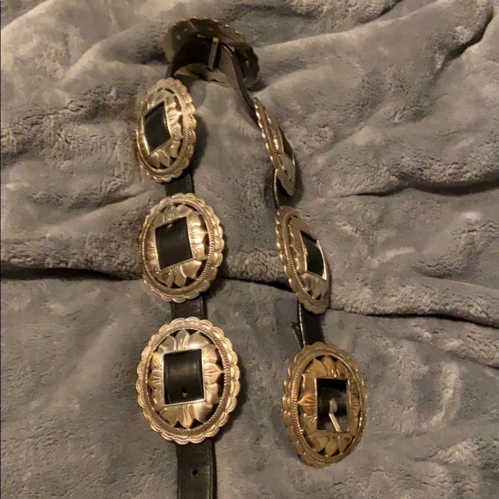 Brighton black leather belt with silver details